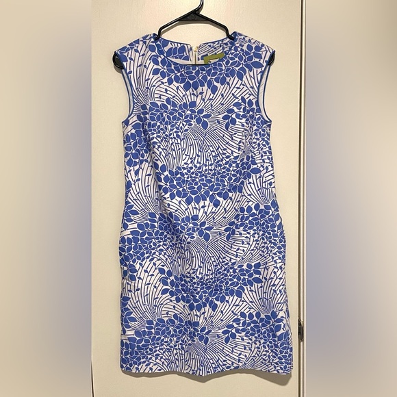 Elizabeth McKay Dresses & Skirts - Elizabeth McKay Blue and White Sleeveless Dress 6